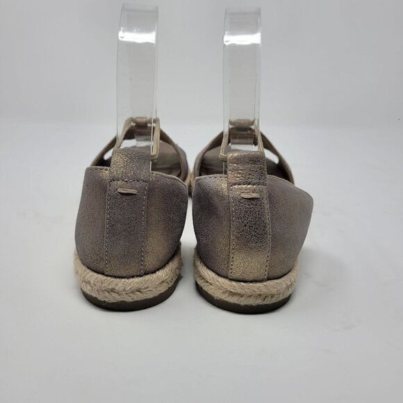 Eileen Fisher Shoes Mews Leather Slip-On Espadrilles Peep Toe Metallic Gold 6.5 - Picture 4 of 10